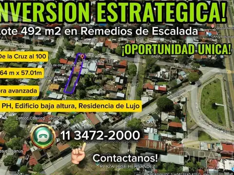   ¡492m² DE PURO POTENCIAL EN REMEDIOS DE ESCALADA!