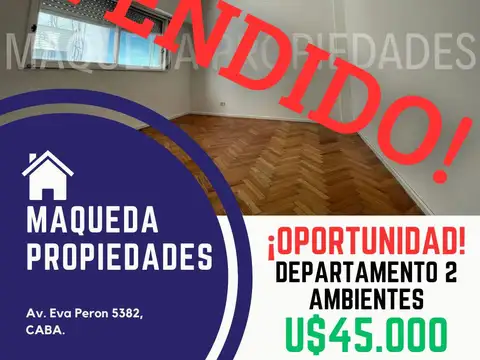 Departamento 2 Ambientes A Mts De Av. Eva Peron ¡ Gran Valor !