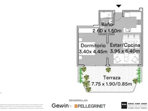 Departamento en Venta de 1 dormitorio