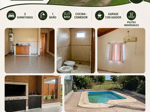 SE VENDEN DOS CABAÑAS IGUALES CON PILETAS INDIVIDUALES ( MATERIAL DE CONTRUCCION EXCELENTE)CAYASTA SANTA FE