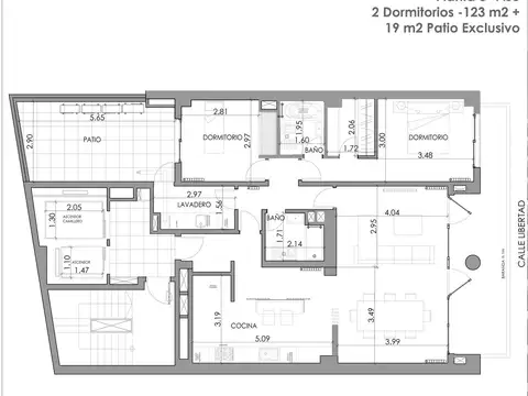 Departamento piso exclusivo 2 dormitorios Av. Libertad 167. Edf. Scuba