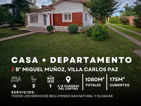 Venta Casa Y Departamento En 1.080M² De Terreno En Miguel Muñoz, Villa Carlos Paz