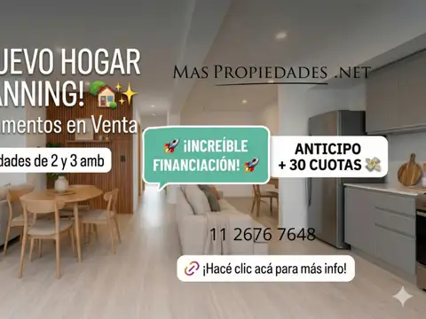 Departamento en venta 2 amb en Canning Anticipo y cuotas