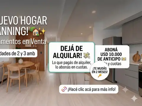 Departamento en venta 2 amb en Canning Anticipo y cuotas