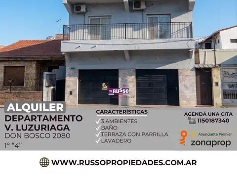 Alquiler de Departamento 3 Ambientes en Villa Luzuriaga