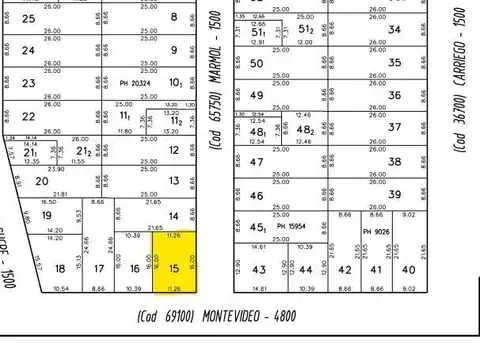 Terreno en Venta 11  mts Frente
