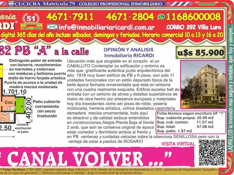 CANAL VOLVER...arquitectonica PB a metros PARQUE RIVADAVIA