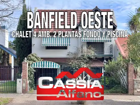 CHALET INGLES 4 AMBIENTES CON COCHERA, FONDO LIBRE, QUINCHO Y PISCINA