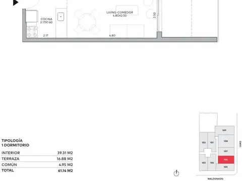 Venta apartamento cordon un dormitorio con patio
