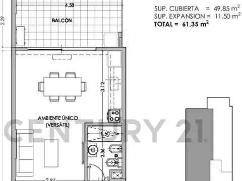 Departamento en Venta de Monoambiente