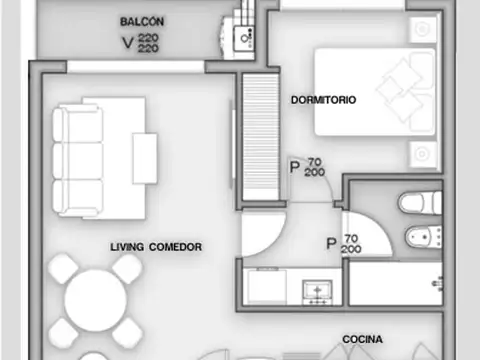 Departamento en Venta de 1 dormitorio