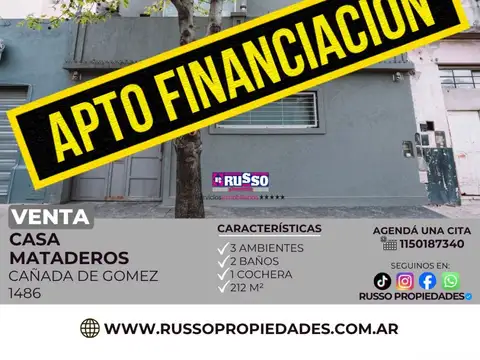 Venta de Casa 3 Ambientes - Mataderos