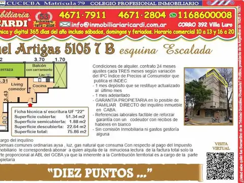 DIEZ PUNTOS 3 amb mas mega balcon terraza todo al frente