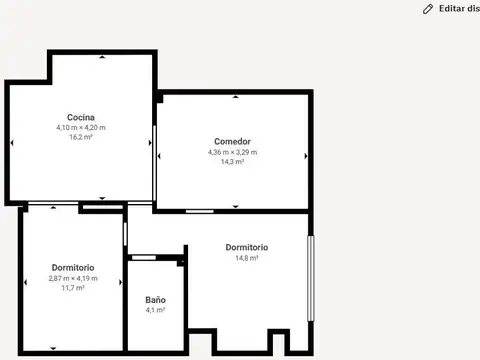 Depto Tipo Casa 3 ambientes con 1 baño