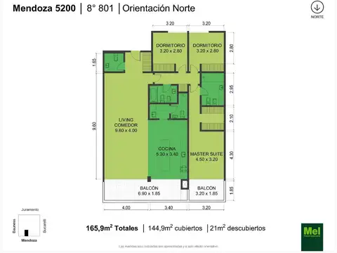 Mendoza 5200, Piso 8