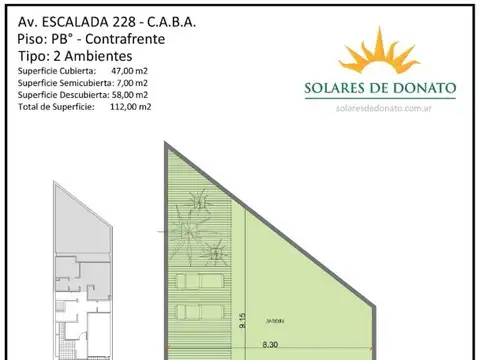 Departamento en Venta de 2 ambientes