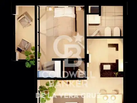 Departamento 2 ambientes con 1 baño