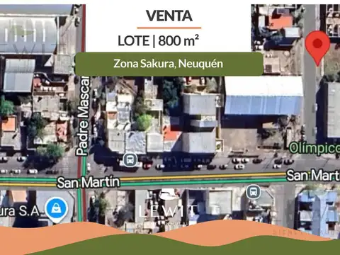 VENTA LOTE 800 m² APTO DESARROLLO ZONA SAKURA
