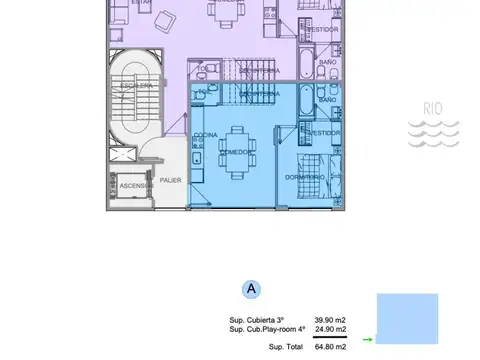 Departamento 2 ambientes con 2 baños