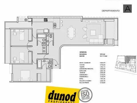 Departamento en Venta de 3 ambientes