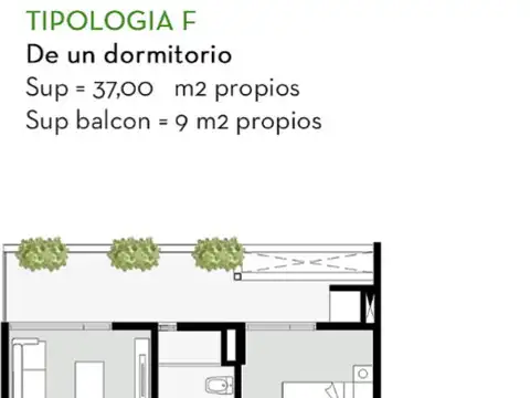 Departamento en Venta de 1 dormitorio