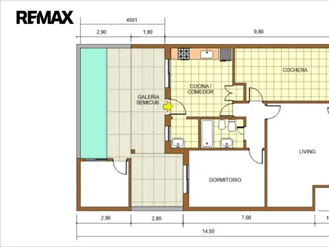 Depto Tipo Casa 3 ambientes con 1 baño