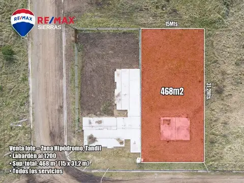 VENTA AMPLIO LOTE ZONA HIPODROMO TANDIL