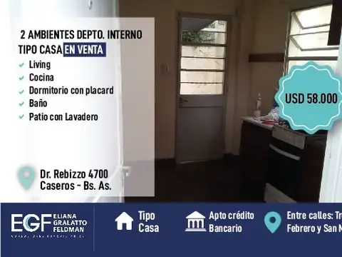 Venta 2amb DEP interno tipo casa
