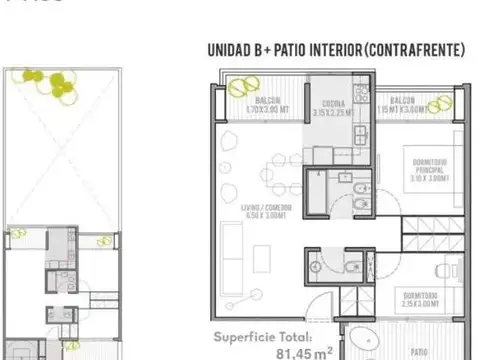 Departamento 3 ambientes con 1 baño