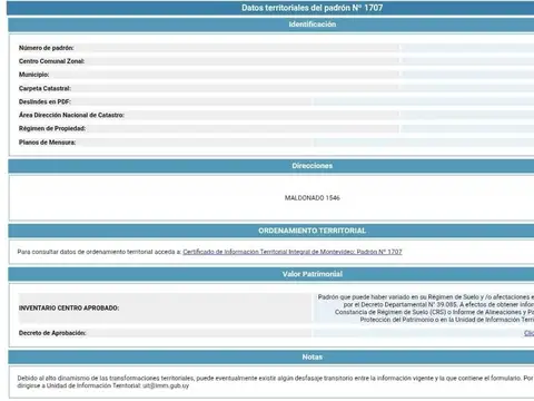 Terreno en Venta de 772,0 m2