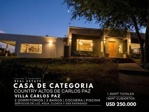 Venta Casa De Categoría De 2 Dormitorios En Única Planta En Country Altos De Carlos Paz