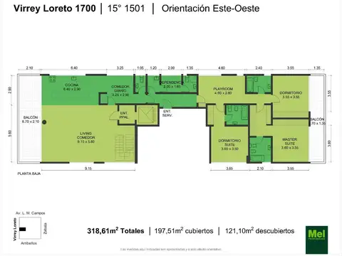 Virrey Loreto 1700, Piso 15