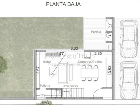 Depto Tipo Casa 3 ambientes con 2 baños