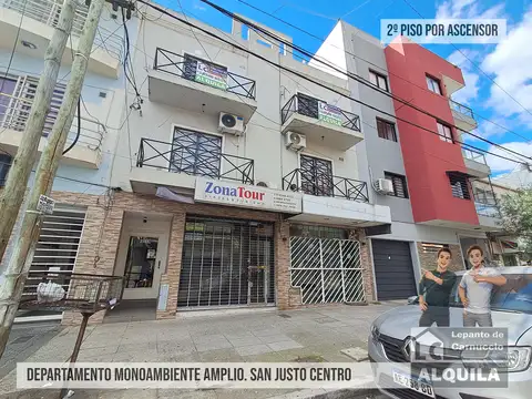 DEPARTAMENTO MONOAMBIENTE EN ALQUILER EN SAN JUSTO CENTRO. EN 2º PISO Y AL FRENTE. CON ASCENSOR Y BALCÓN.