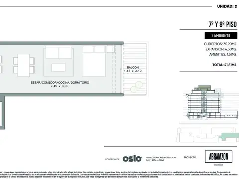 Departamento en venta de 1 ambiente en Barrio Norte de 42m2