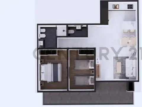 Departamento 3 ambientes con 1 baño