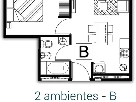 Departamento en Venta de 1 dormitorio