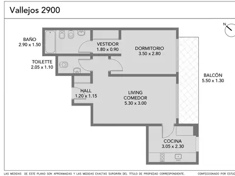 Departamento 2 ambientes con 1 baño