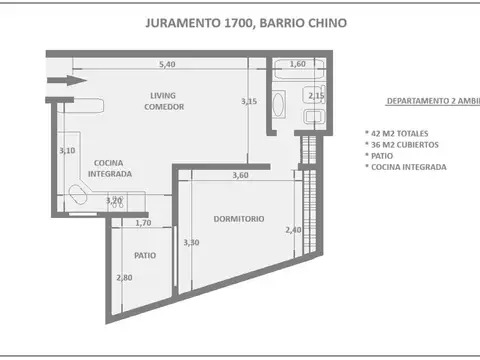 Departamento en Venta de 2 ambientes