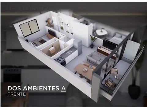 Departamento 2 ambientes con 1 baño