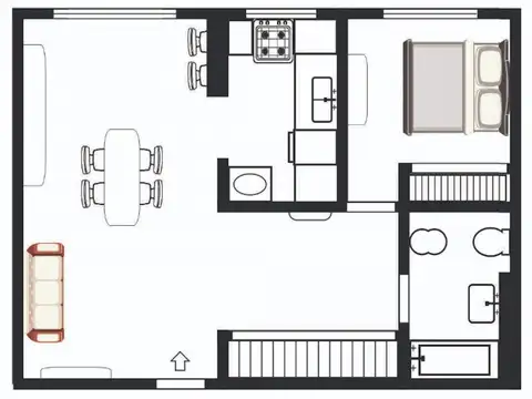 Departamento 2 ambientes con 1 baño