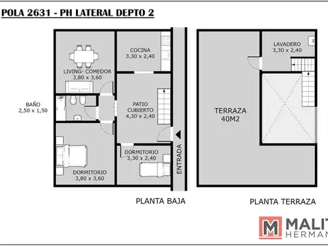 Depto Tipo Casa en Venta de 3 ambientes