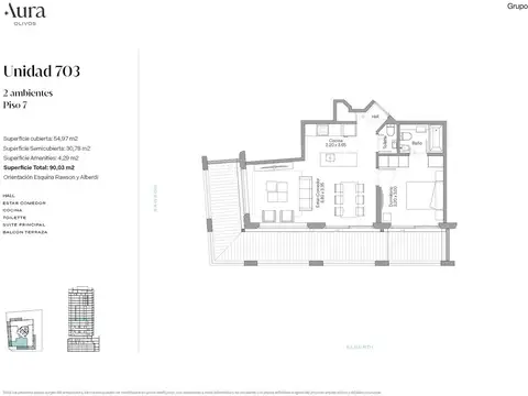 Venta departamento 2 ambientes en Olivos en pozo