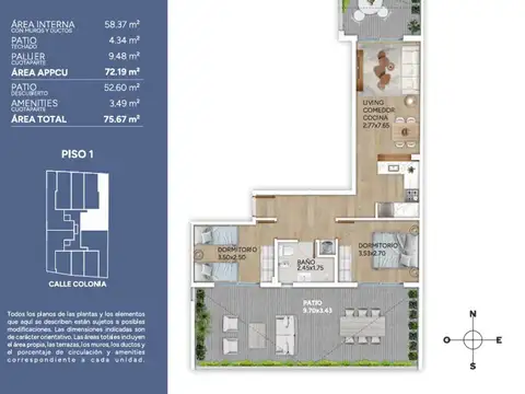 Patio 2 dorm en Hub Cordon con Amenities 2027