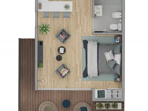 Departamento Monoambiente con 1 baño