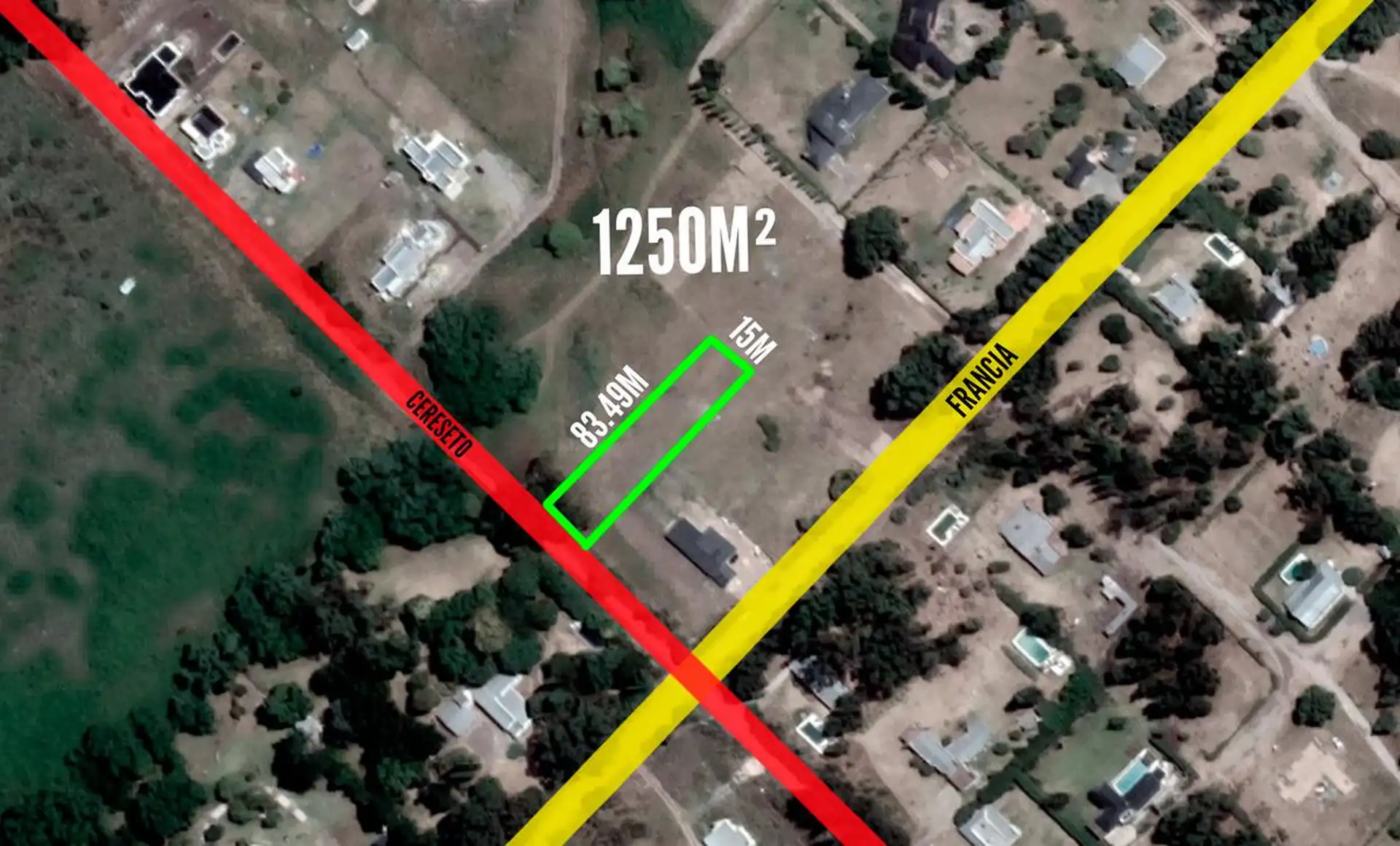 Terreno 1250m² en venta, 15x83 mts, calle Cereseto entre Israel y Francia