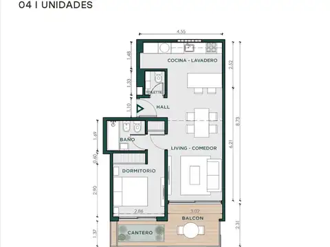 Departamento 2 ambientes con 1 baño