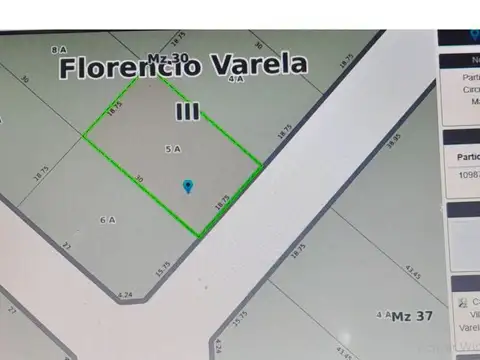 Terreno en Venta 18,75  mts Frente