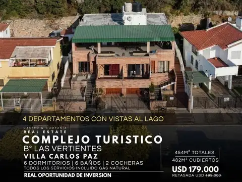 Venta Complejo Turistico De 4 Departamentos Con Vista Panorámica En Las Vertientes, Villa Carlos Paz