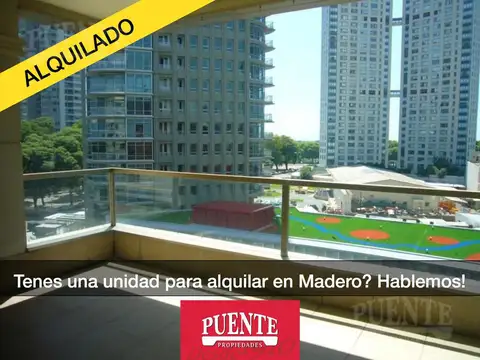 3 dorm.    dep. de serv. c/ cochera doble y baulera en Puerto Madero -CON RENTA-